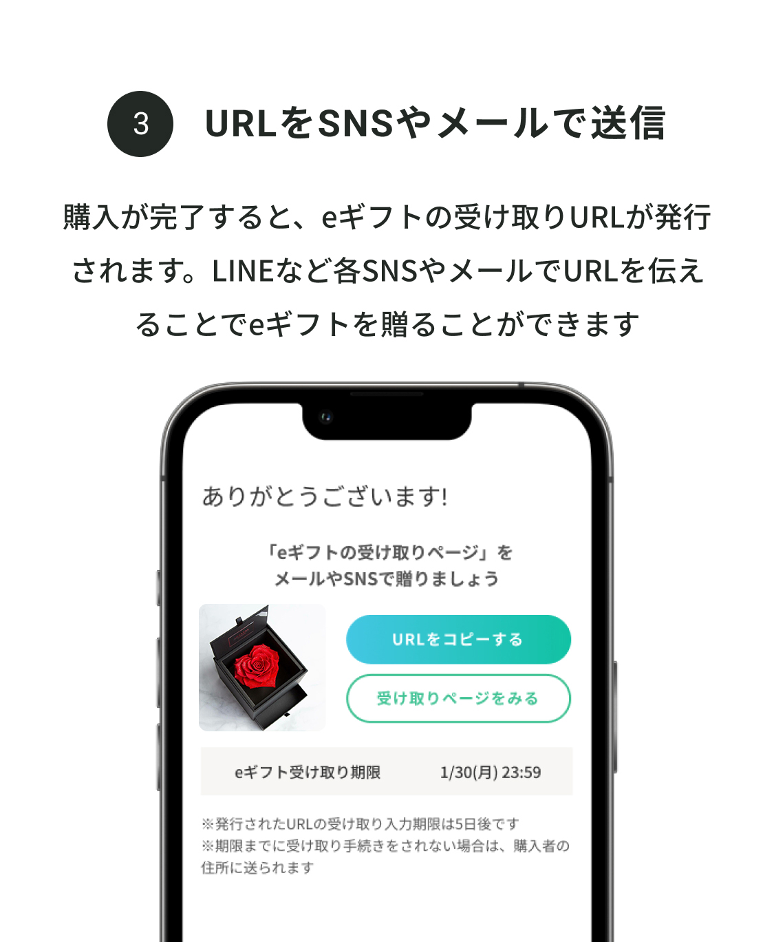 ③URLをSNSやメールで送信