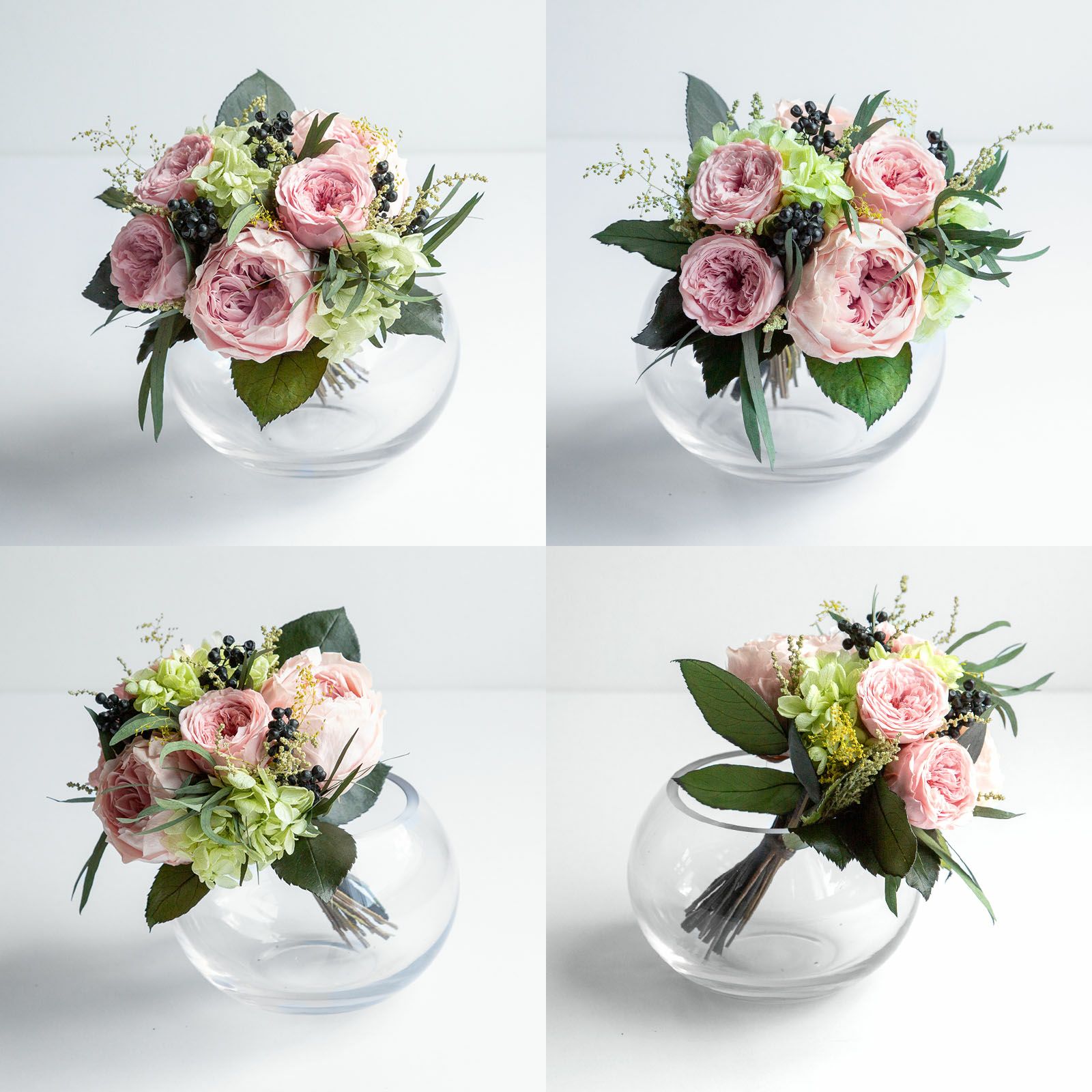 イヴ(M)/フェミニンピンク花びんつき花束 （プリザーブドフラワー