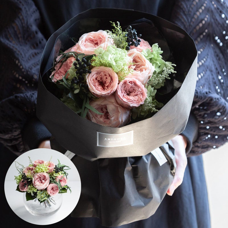 イヴ(L)/フェミニンピンク花びんつき花束の画像